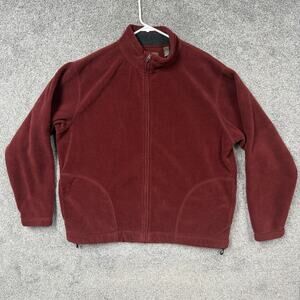 Consensus Jacket Mens Large Red Fleece Full Zip Autumn Granola Boy Cabincore Y2K